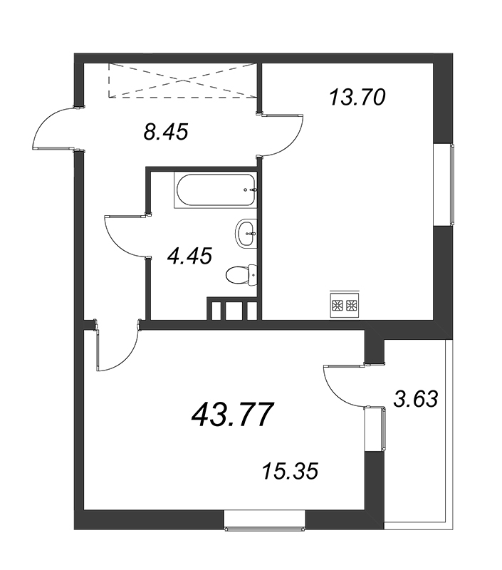 1-комнатная квартира (44м2) на продажу по адресу Ленинградское ш.— фото 1 из 4