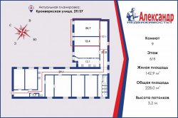 2 комнаты в 9-комнатной квартире (228м2) на продажу по адресу Кронверкская ул., 29/37— фото 3 из 30