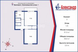 2-комнатная квартира (53м2) на продажу по адресу Приозерск г., Ленинградская ул., 1— фото 2 из 25