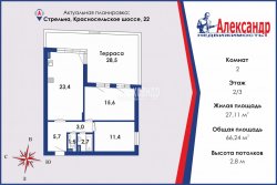 2-комнатная квартира (65м2) на продажу по адресу Стрельна г., Красносельское шос., 22— фото 19 из 20