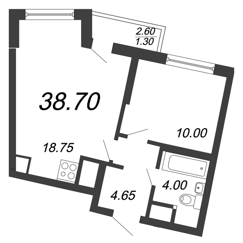2-комнатная квартира (39м2) на продажу по адресу Александра Грина б-р— фото 1 из 4