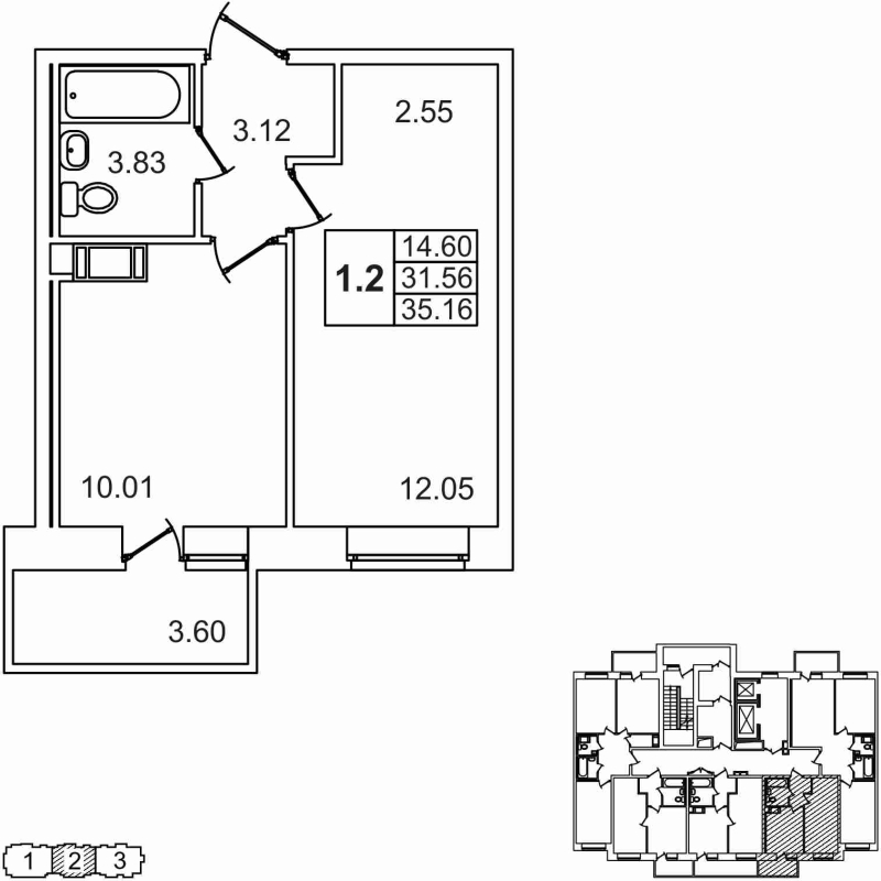 1-комнатная квартира (32м2) на продажу по адресу Шоссе в Лаврики ул.— фото 1 из 5