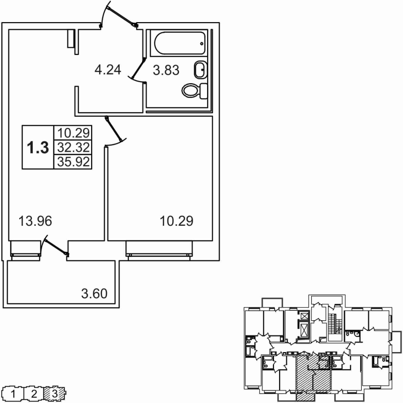 2-комнатная квартира (32м2) на продажу по адресу Шоссе в Лаврики ул.— фото 1 из 5