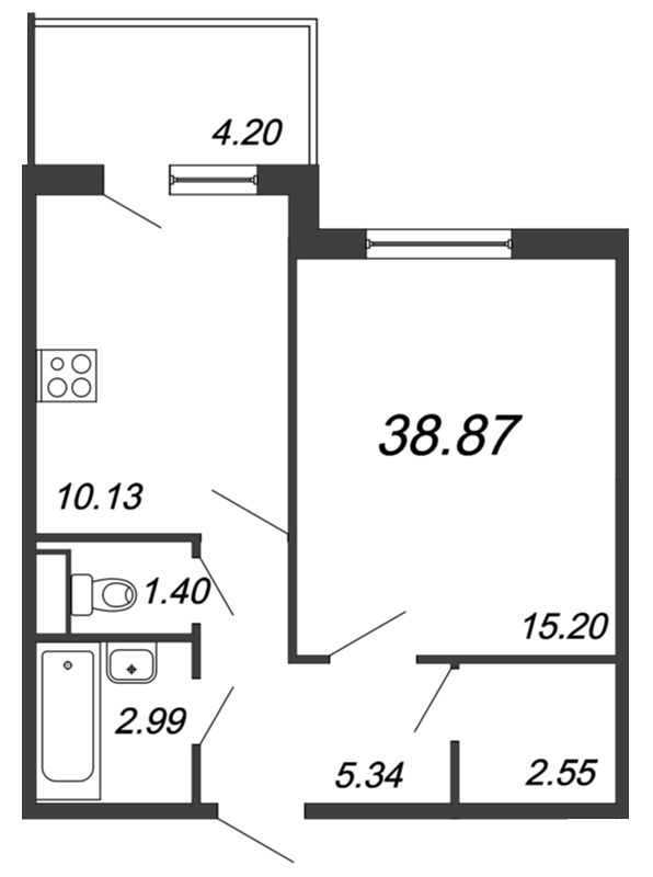 1-комнатная квартира (39м2) на продажу по адресу Понтонная ул.— фото 1 из 4