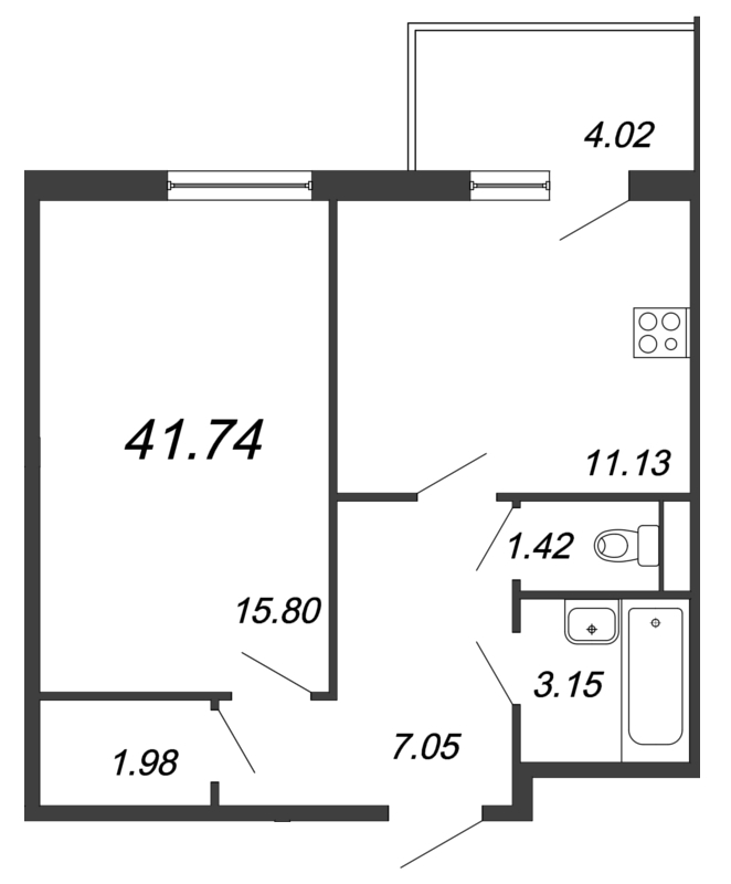 1-комнатная квартира (41м2) на продажу по адресу Понтонная ул.— фото 1 из 4
