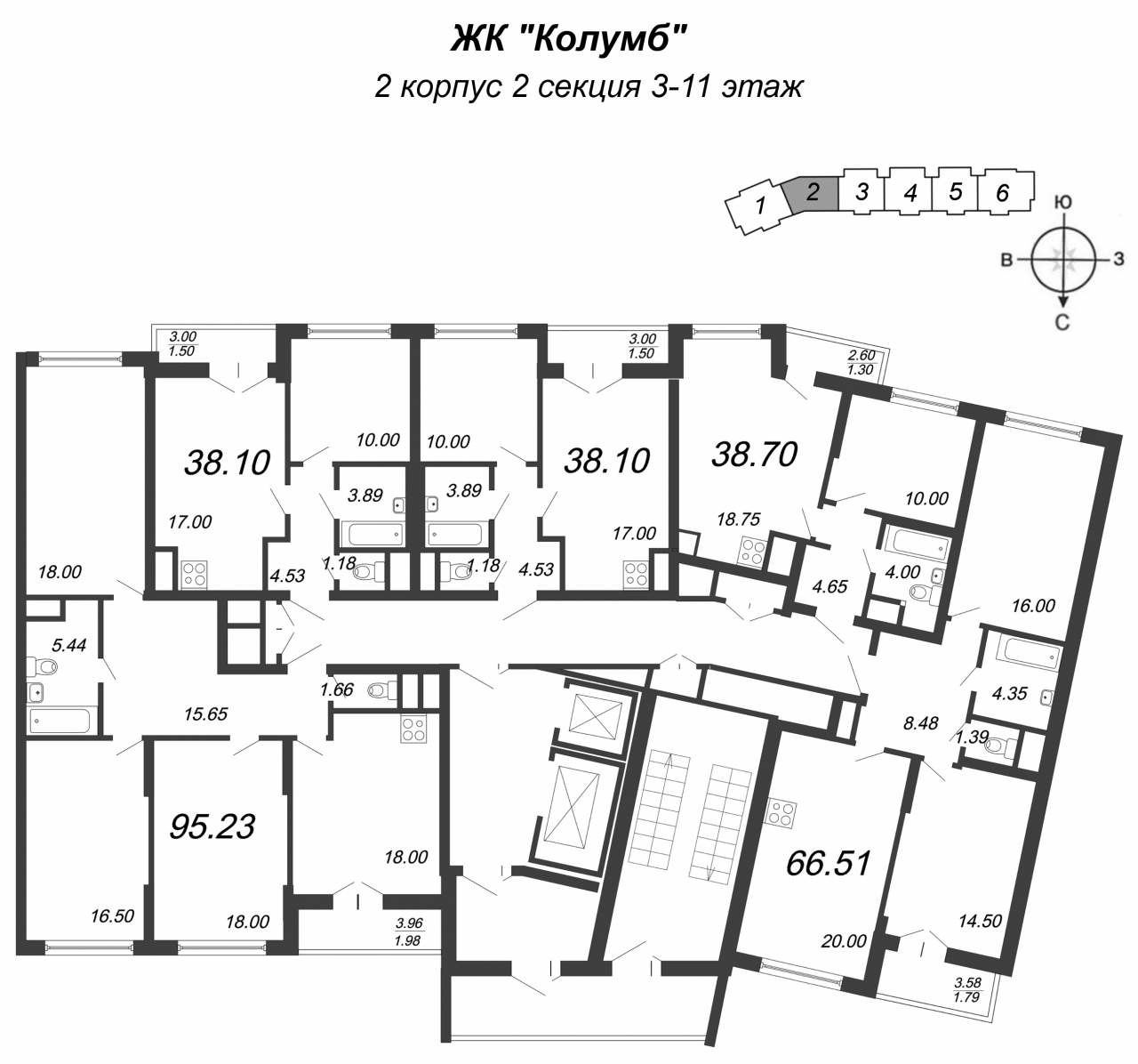 2-комнатная квартира (39м2) на продажу по адресу Александра Грина б-р— фото 2 из 4