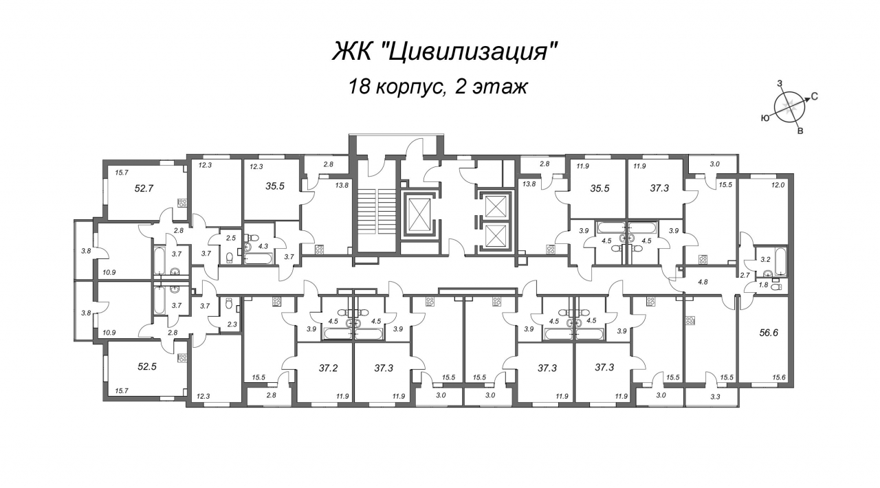 1-комнатная квартира (36м2) на продажу по адресу Октябрьская наб.— фото 2 из 4