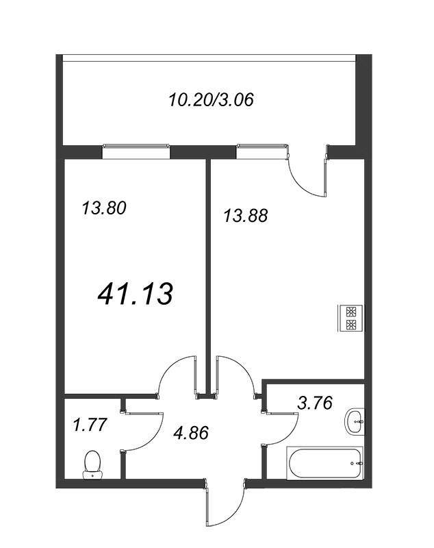 1-комнатная квартира (41м2) на продажу по адресу Понтонная ул.— фото 1 из 4