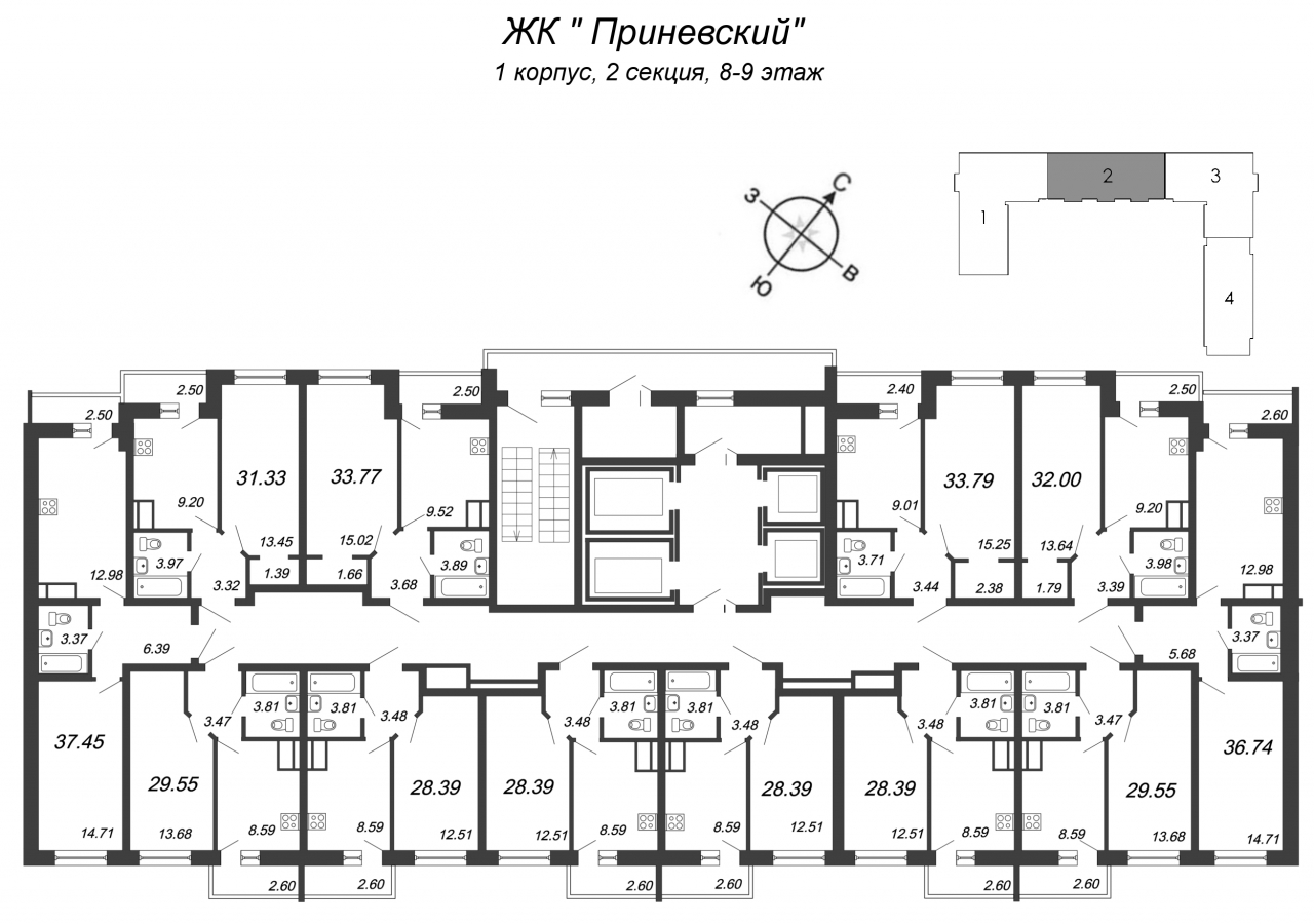 1-комнатная квартира (28м2) на продажу по адресу Октябрьская наб.— фото 2 из 4
