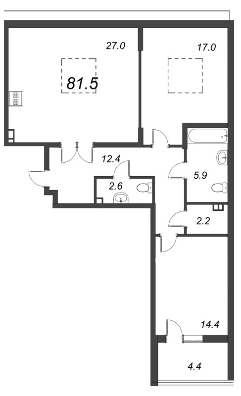 3-комнатная квартира (82м2) на продажу по адресу 12-я Красноармейская ул.— фото 1 из 4