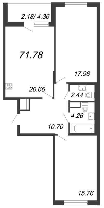 3-комнатная квартира (72м2) на продажу по адресу Белоостровская ул.— фото 1 из 4