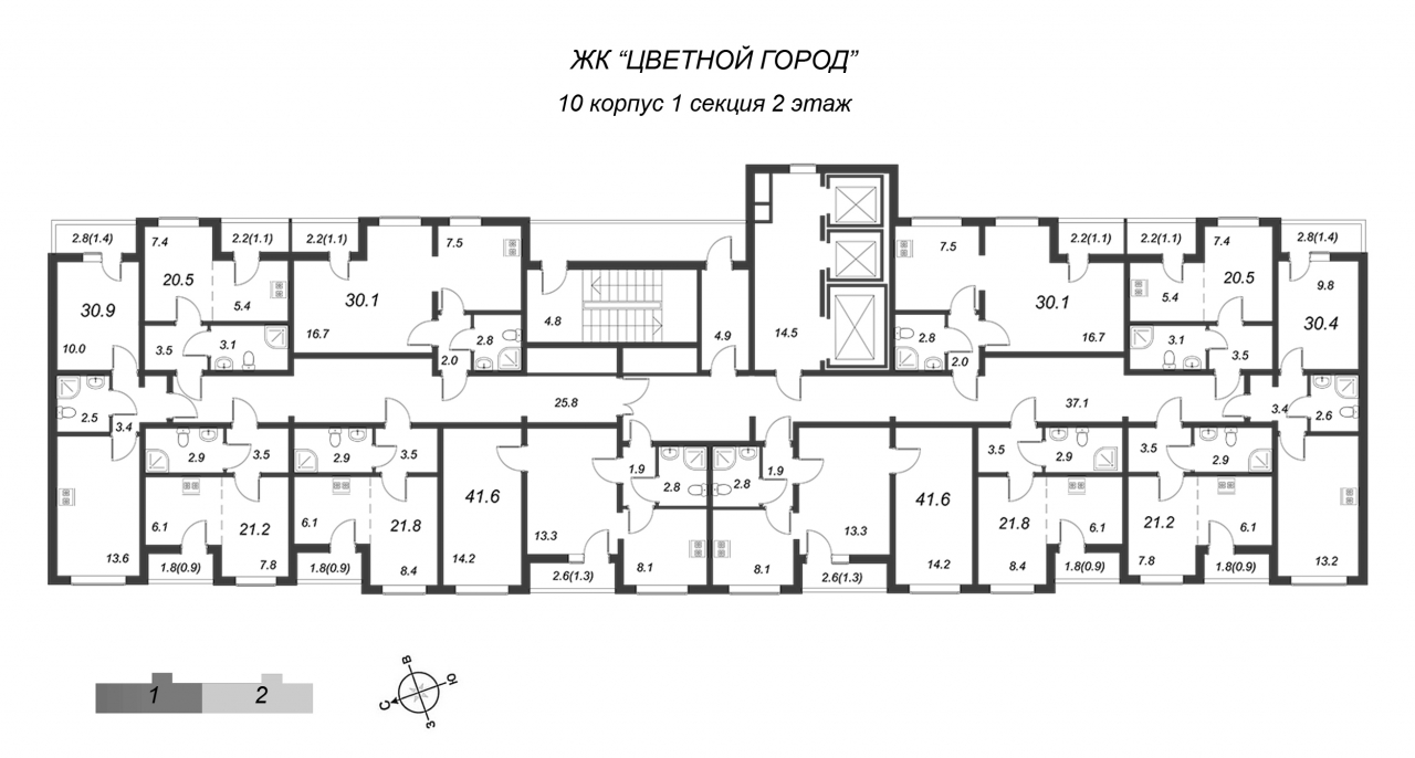 2-комнатная квартира (42м2) на продажу по адресу Муринская дор.— фото 2 из 4
