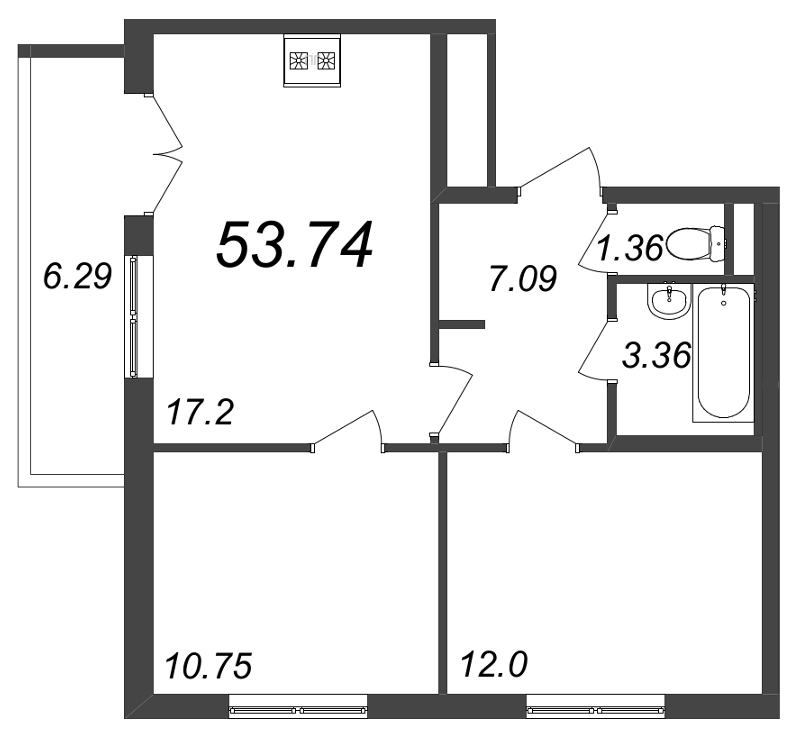 3-комнатная квартира (54м2) на продажу по адресу Школьная ул.— фото 1 из 4
