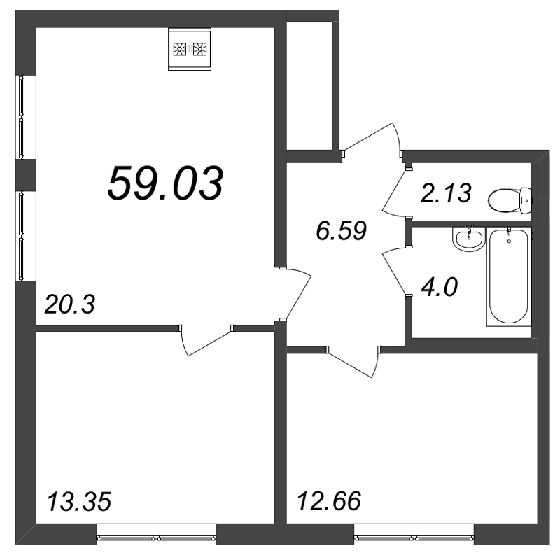 3-комнатная квартира (59м2) на продажу по адресу Школьная ул.— фото 1 из 4