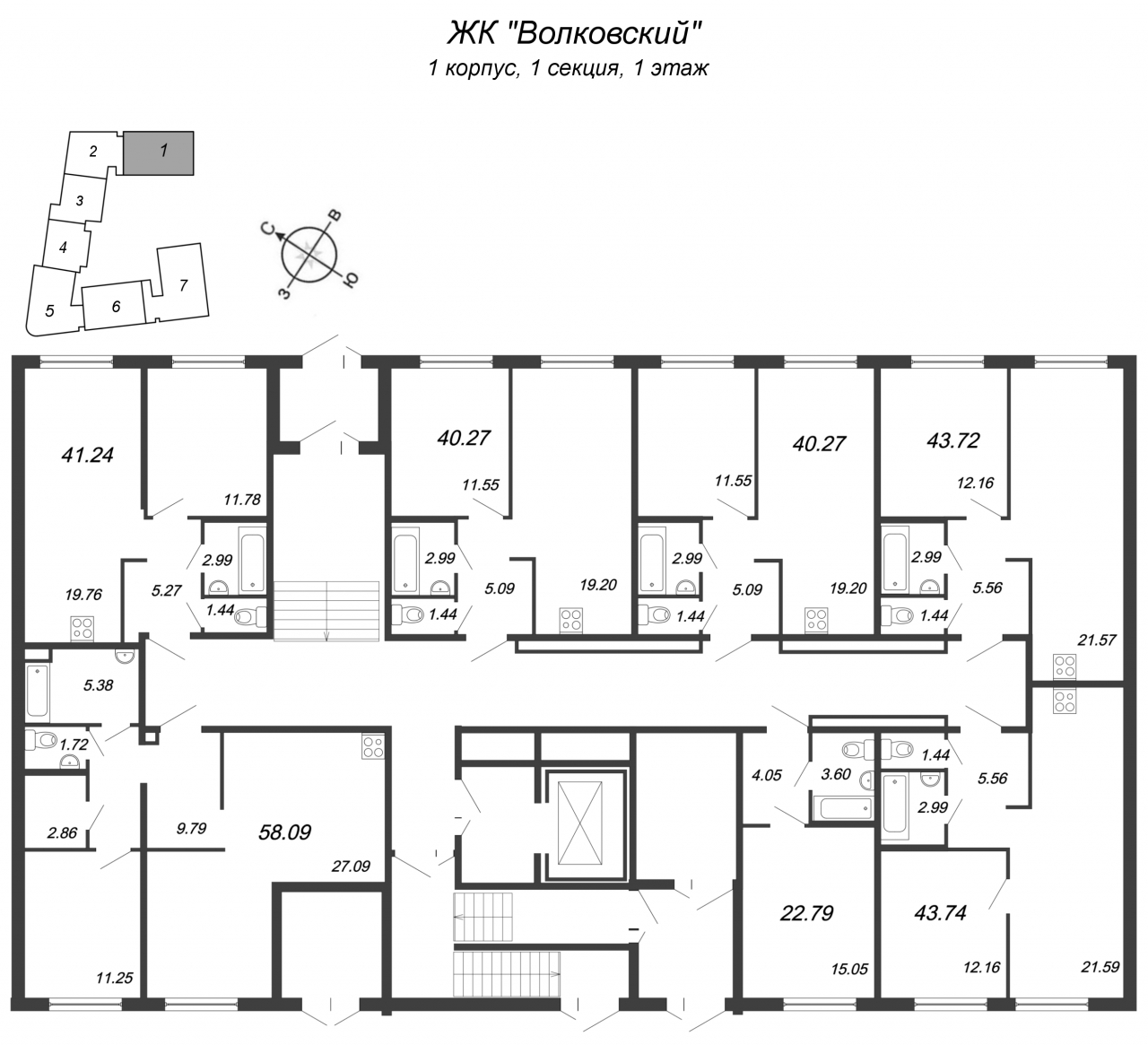 2-комнатная квартира (40м2) на продажу по адресу Волковский пр-кт— фото 2 из 4