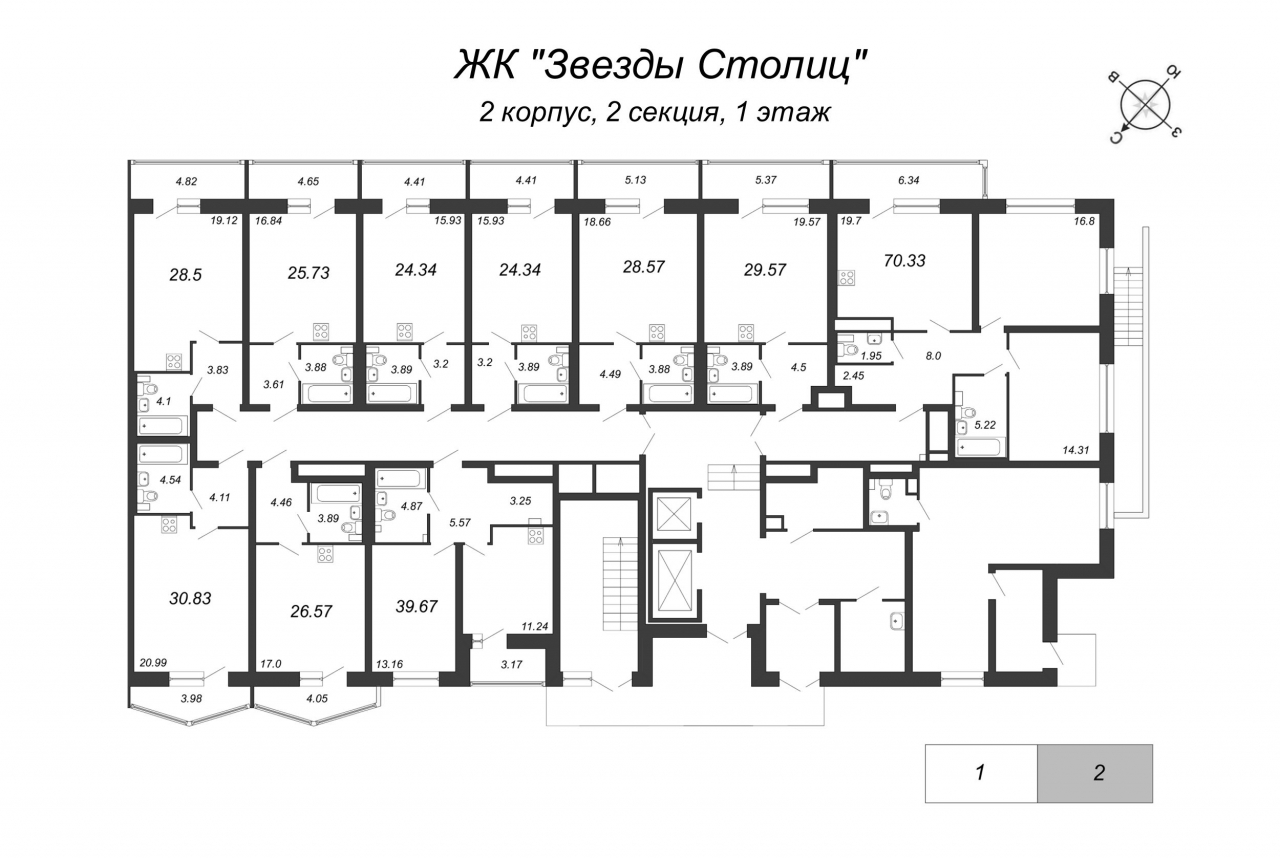 3-комнатная квартира (69м2) на продажу по адресу Московское ш.— фото 2 из 4