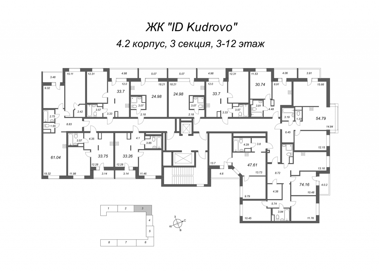 3-комнатная квартира (48м2) на продажу по адресу Строителей пр-кт— фото 2 из 4