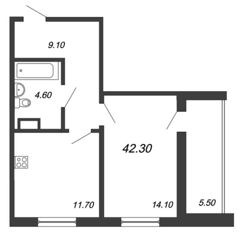 1-комнатная квартира (42м2) на продажу по адресу Тамбасова ул.— фото 1 из 4
