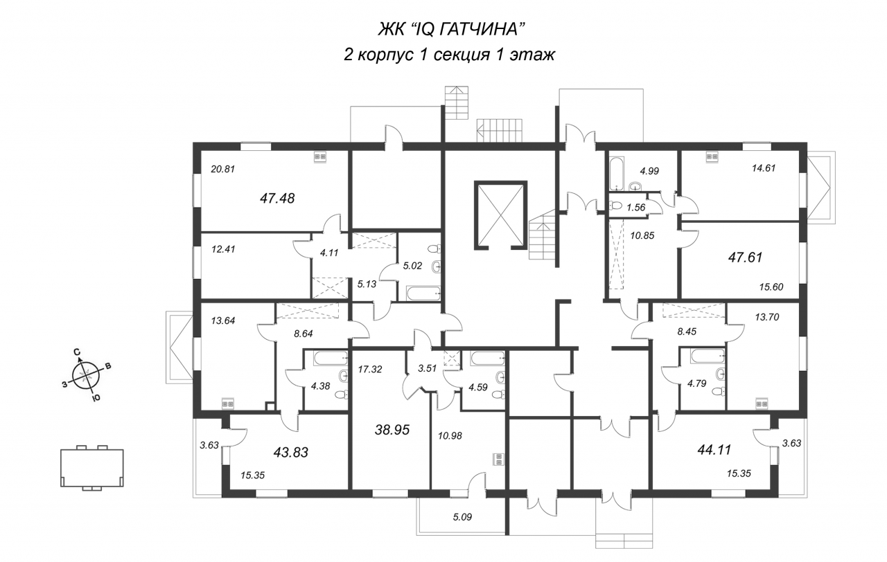 1-комнатная квартира (48м2) на продажу по адресу Ленинградское ш.— фото 2 из 4