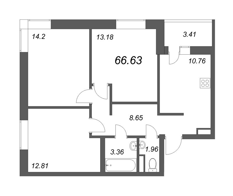 3-комнатная квартира (67м2) на продажу по адресу Строителей пр-кт— фото 1 из 4