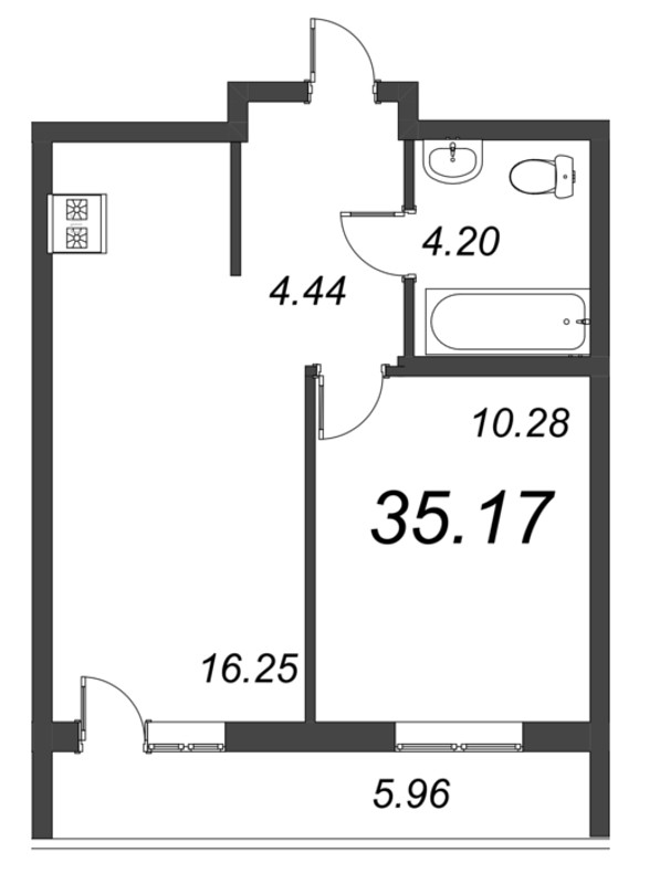 2-комнатная квартира (35м2) на продажу по адресу Покровская Дорога ул.— фото 1 из 4