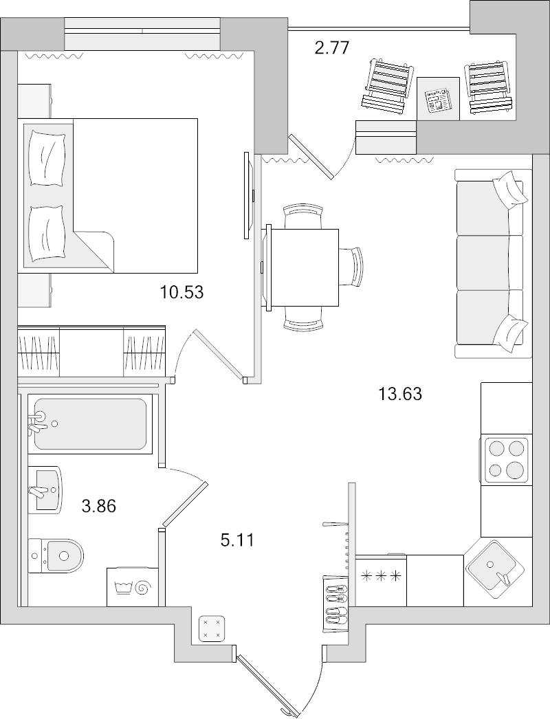 2-комнатная квартира (33м2) на продажу по адресу Покровская Дорога ул.— фото 1 из 3