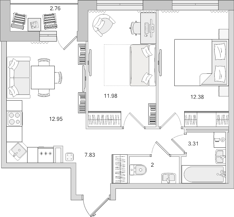 3-комнатная квартира (50м2) на продажу по адресу Покровская Дорога ул.— фото 1 из 3