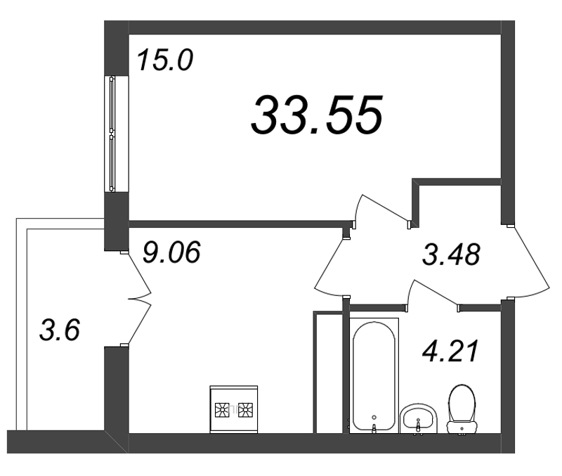 1-комнатная квартира (34м2) на продажу по адресу Школьная ул.— фото 1 из 4