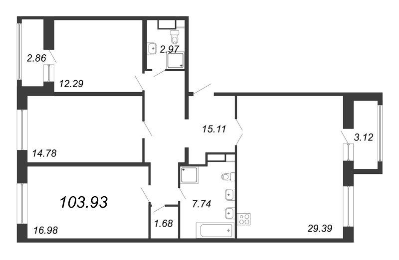 4-комнатная квартира (104м2) на продажу по адресу Глухарская ул.— фото 1 из 4