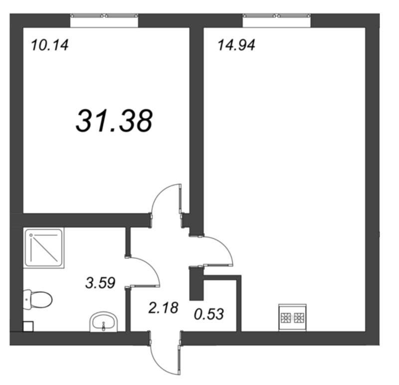 1-комнатная квартира (31м2) на продажу по адресу Муринская дор.— фото 1 из 4