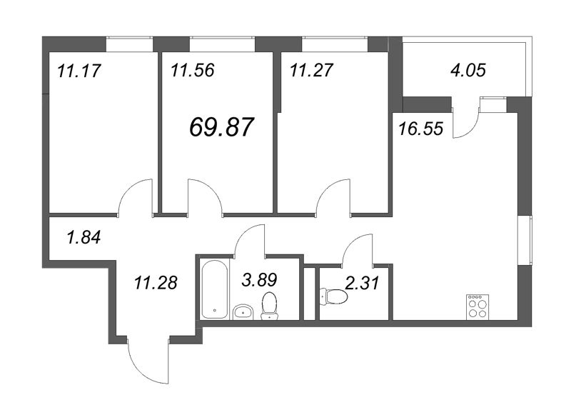 4-комнатная квартира (70м2) на продажу по адресу Покровская Дорога ул.— фото 1 из 4