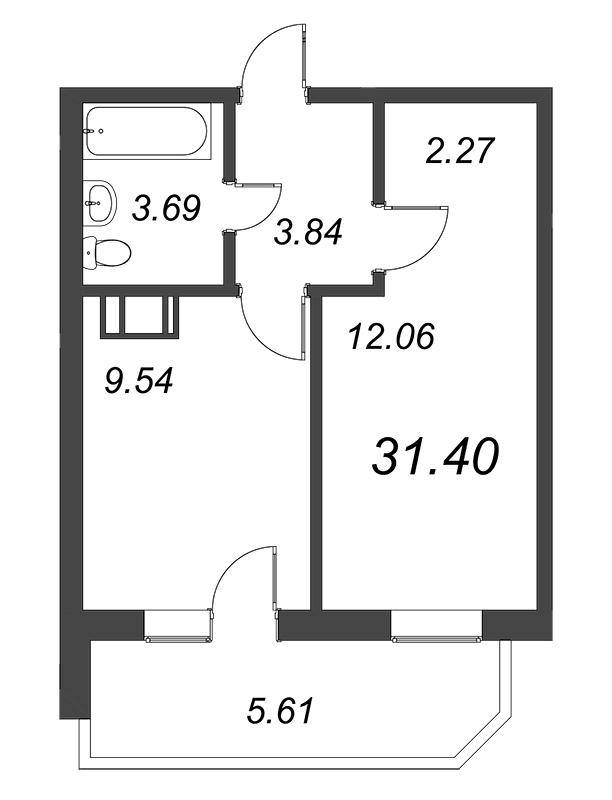 1-комнатная квартира (31м2) на продажу по адресу Шоссе в Лаврики ул.— фото 1 из 4
