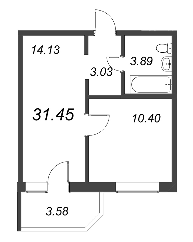 2-комнатная квартира (31м2) на продажу по адресу Шоссе в Лаврики ул.— фото 1 из 4