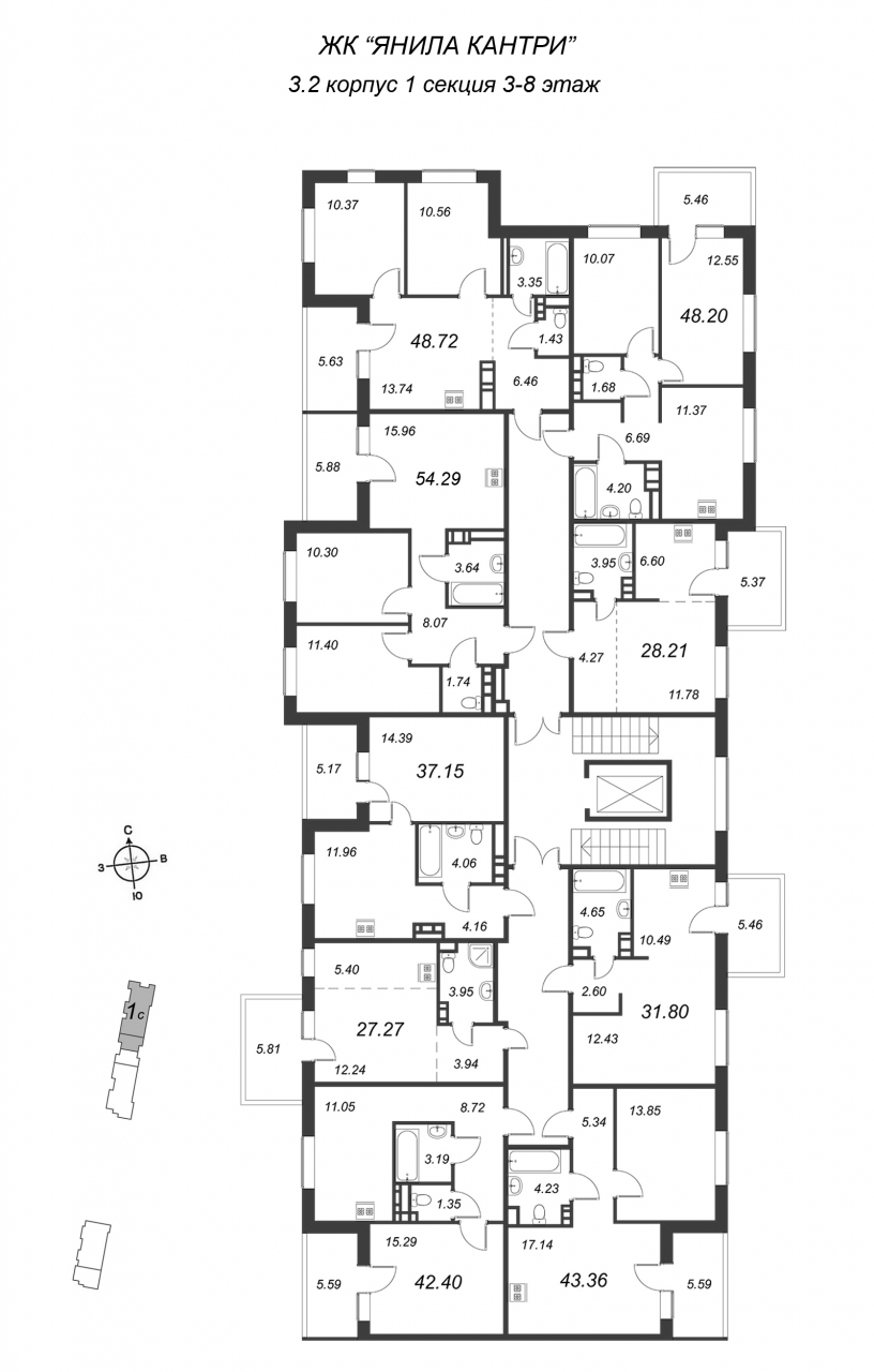 1-комнатная квартира (28м2) на продажу по адресу — фото 2 из 4