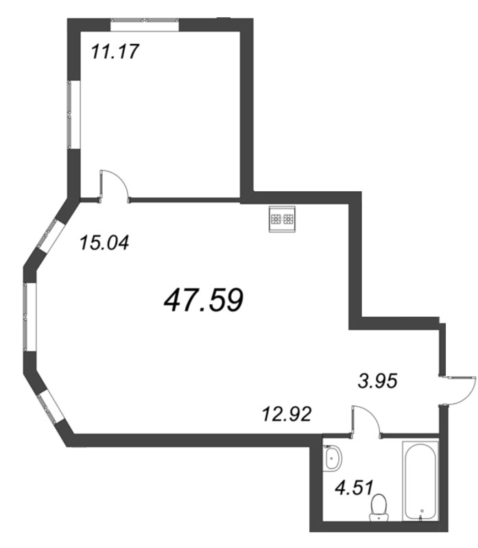 2-комнатная квартира (48м2) на продажу по адресу Московский пр-кт— фото 1 из 4