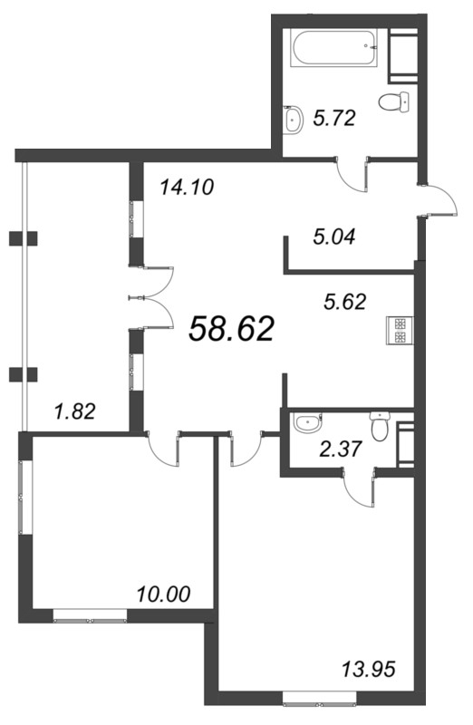3-комнатная квартира (59м2) на продажу по адресу Московский пр-кт— фото 1 из 4