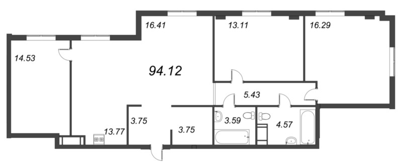 4-комнатная квартира (94м2) на продажу по адресу Московский пр-кт— фото 1 из 4