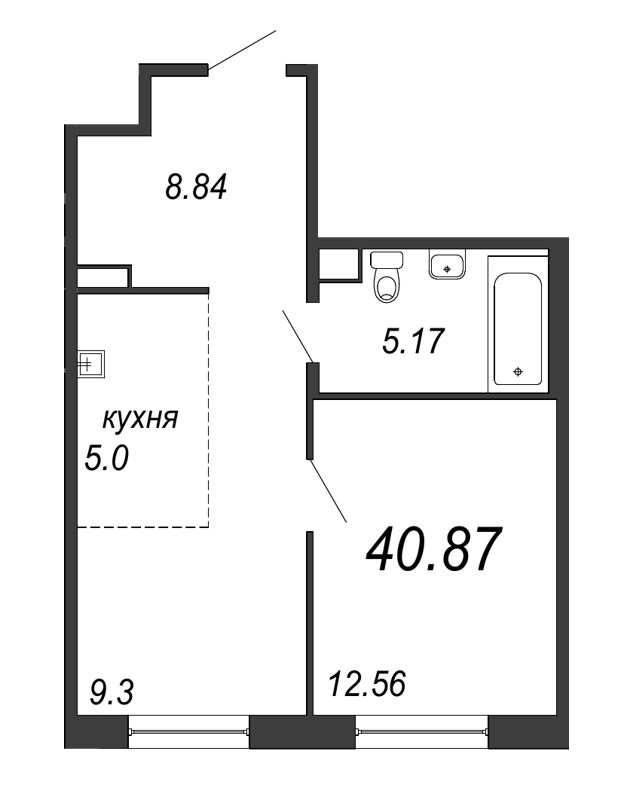 2-комнатная квартира (41м2) на продажу по адресу Магнитогорская ул.— фото 1 из 4