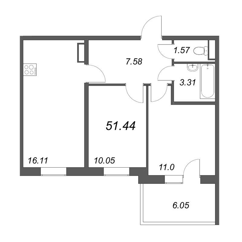 3-комнатная квартира (51м2) на продажу по адресу Понтонная ул.— фото 1 из 4