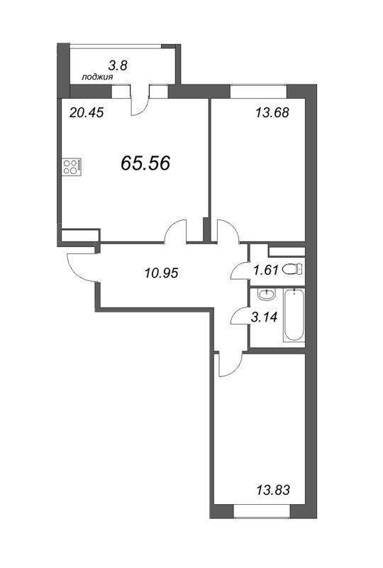 3-комнатная квартира (66м2) на продажу по адресу Глухарская ул.— фото 1 из 3