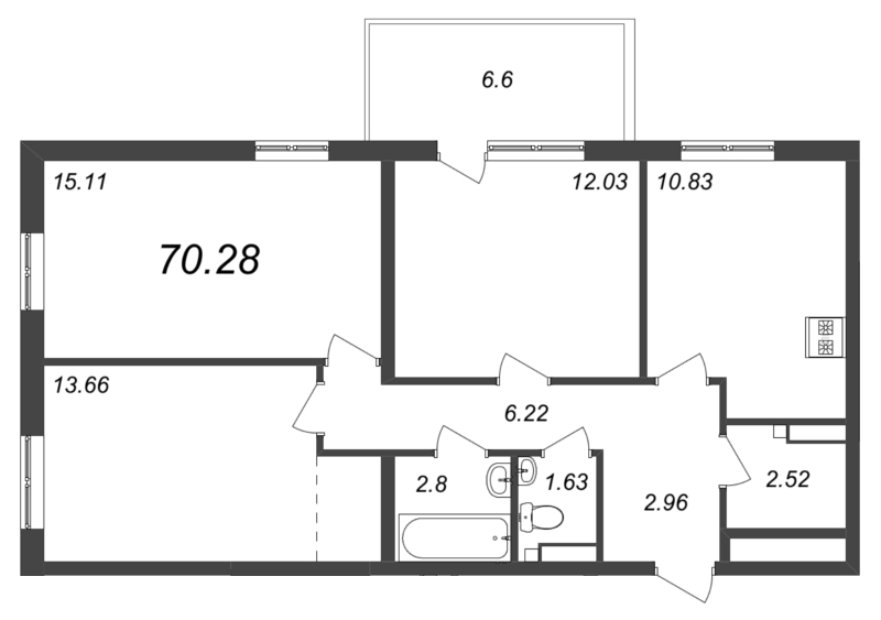 3-комнатная квартира (70м2) на продажу по адресу Понтонная ул.— фото 1 из 4