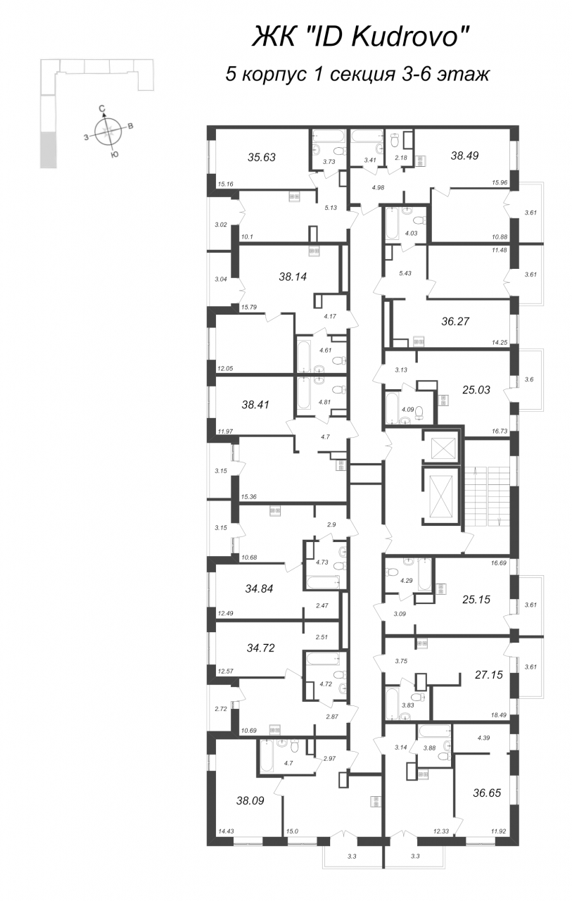1-комнатная квартира (36м2) на продажу по адресу Строителей пр-кт— фото 2 из 4