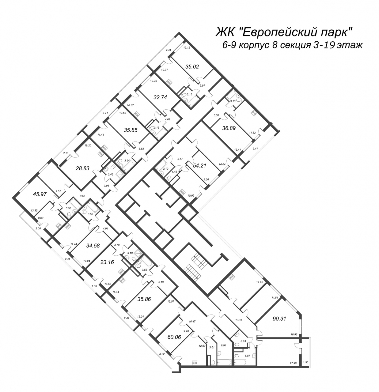 1-комнатная квартира (36м2) на продажу по адресу Европейский пр-кт— фото 2 из 4