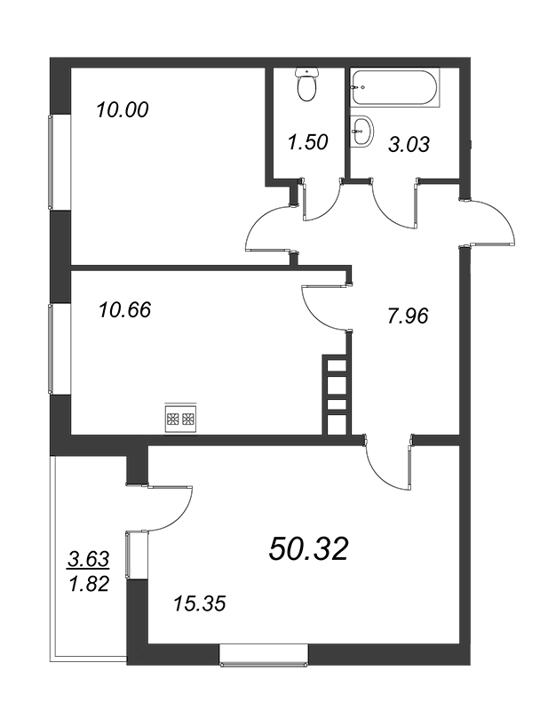 2-комнатная квартира (50м2) на продажу по адресу Ленинградское ш.— фото 1 из 4