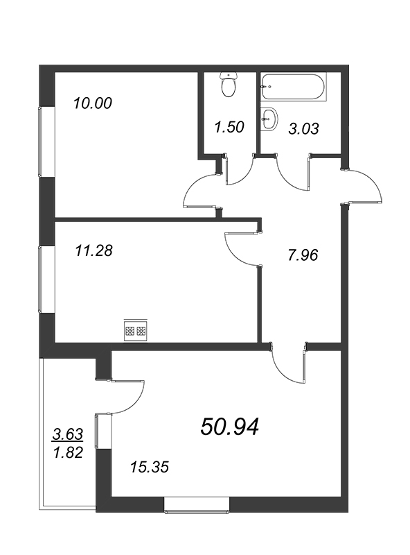 2-комнатная квартира (51м2) на продажу по адресу Ленинградское ш.— фото 1 из 4