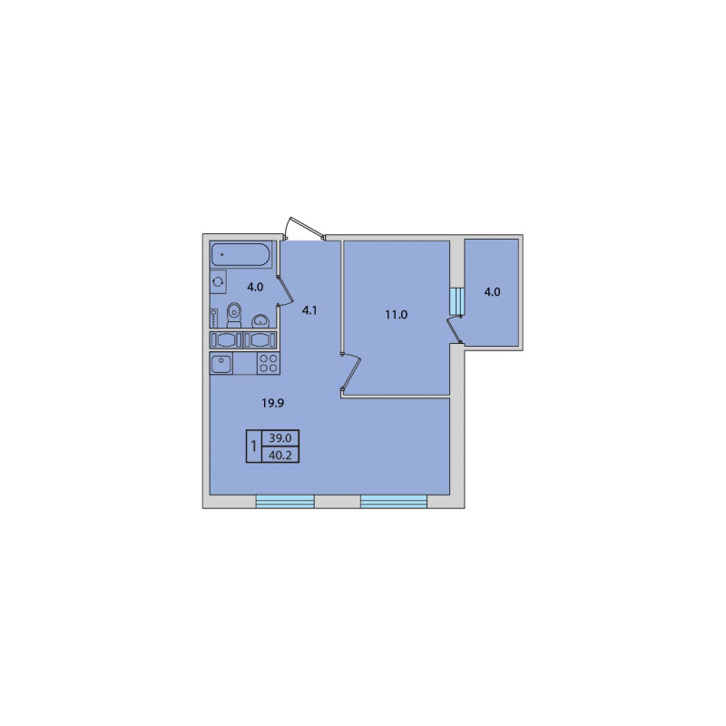 2-комнатная квартира (40м2) на продажу по адресу Современников ул.— фото 1 из 3