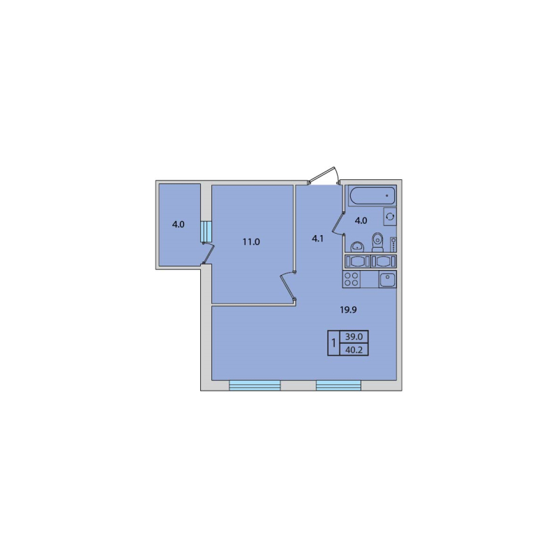 2-комнатная квартира (40м2) на продажу по адресу Современников ул.— фото 1 из 3