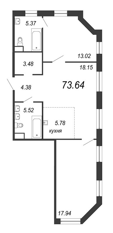 3-комнатная квартира (74м2) на продажу по адресу Магнитогорская ул.— фото 1 из 4