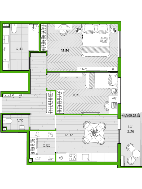 2-комнатная квартира (62м2) на продажу по адресу Суздальское ш.— фото 1 из 4