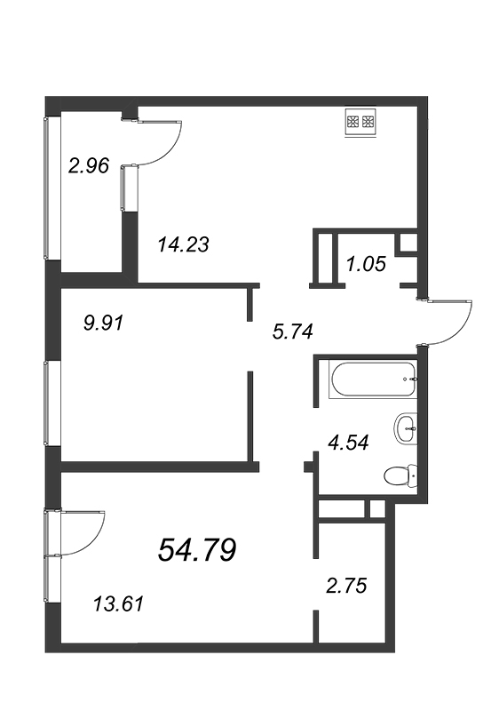 3-комнатная квартира (55м2) на продажу по адресу Двинская ул.— фото 1 из 4